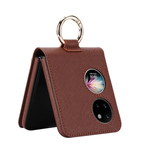 适用华为pocket2手机壳折叠屏oppofindn3flip新款插卡指环扣十字纹p50Pocket S全包防摔vivoxflip外壳n2flip