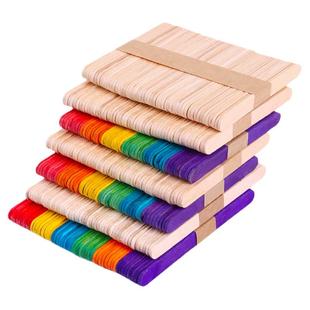 彩色雪糕棒原木冰棍棒 创意diy手工制作玩具模型材料包小木片木棍