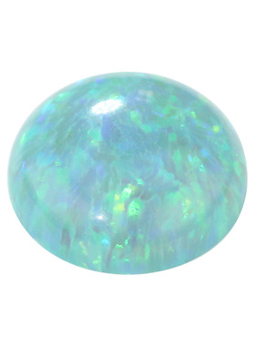 浅蓝绿色人造欧泊石OPAL 圆形光面素面平底石欧珀澳宝戒面镶嵌#65