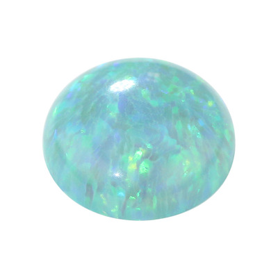 浅蓝绿色人造欧泊石OPAL 圆形光面素面平底石欧珀澳宝戒面镶嵌#65
