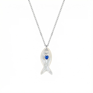 Nicole·「爱心小鱼」原创纯银小鱼项链女小众韩系锁骨链贝母吊坠