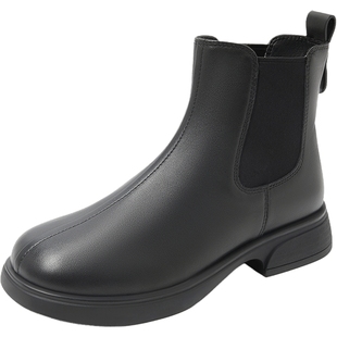 康莉厚底切尔西靴女冬季烟筒靴短靴休闲简约英伦风增高显瘦冬靴子