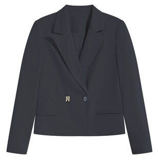 百家好泽芳白色短款西装外套小个子气质西服女士职场商务通勤套装
