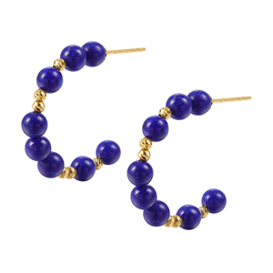 海蒂珠宝 奔月 约4-5mm青金石耳环 18K金耳钉耳饰 女礼物正品