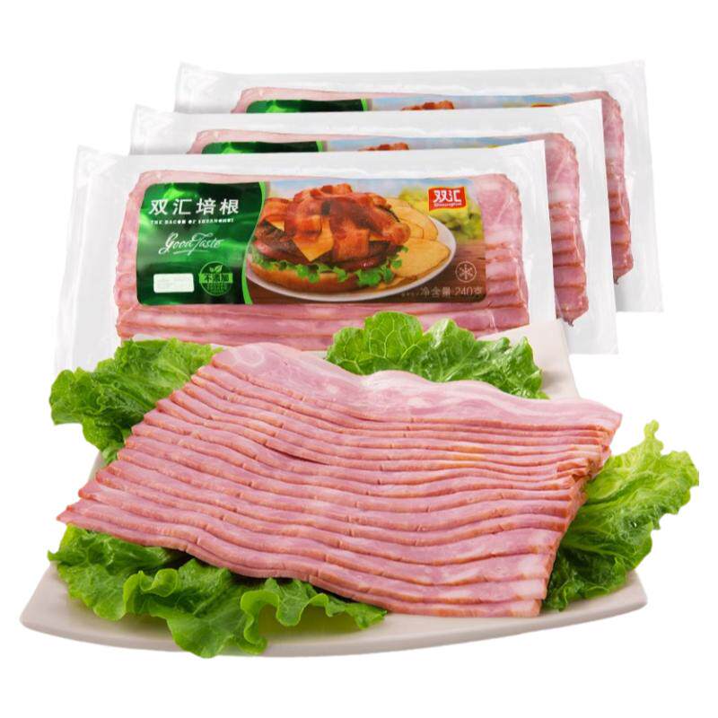 双汇培根肉片240g/袋早餐火锅烧烤烘焙家用手抓饼三明治披萨意面