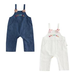 YOUGE幼歌 婴幼儿秋季童趣卡通牛仔背带裤宽松柔软细腻不掉色裤子