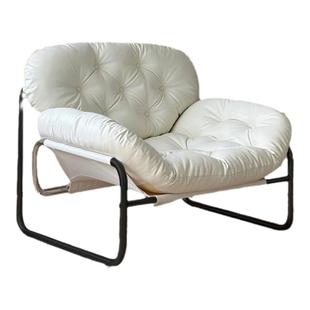 懒人休闲中古风风黑色轻奢高级感单椅子单人沙发设计师沙发椅客厅