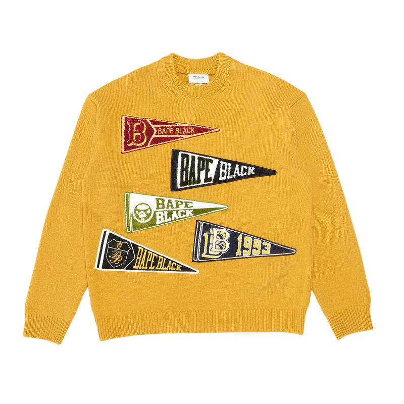 数字旗帜徽标贴布针织毛衣BAPE