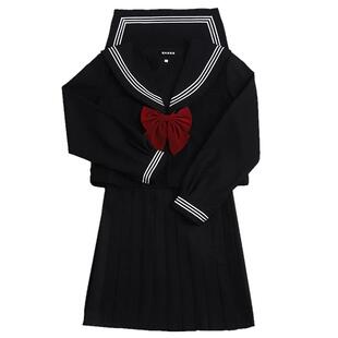 猫屿jk制服基础款暗黑不良少女水手服学院风黑三本中间服套装