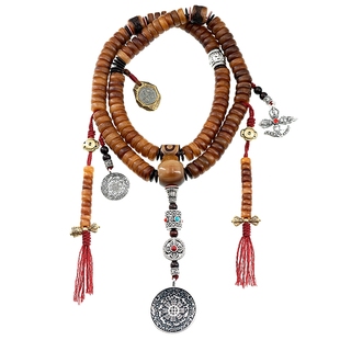 卡杰格朵.西藏天然老料牦牛骨佛珠手串男骨文玩念珠牛骨手链108颗