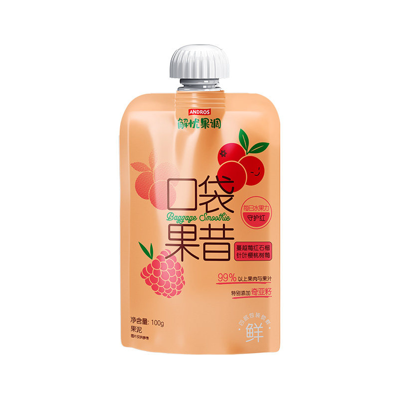andros解忧果调口袋果昔果泥100g*6袋99%水果成分不添加糖即食