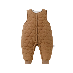 宝宝夹棉背带裤秋冬款男女小童按扣连体羽绒棉裤冬季婴儿裤子冬装