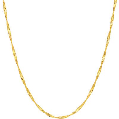 周六福黄18K金项链女水波纹链