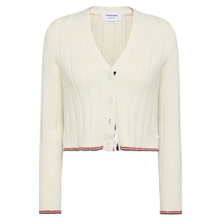 [6期免息]THOM BROWNE女士2025秋冬针织羊毛V领开衫