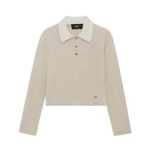 IMMI女士羊绒LOGO提花双层领毛衣 300124