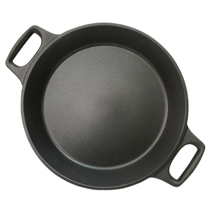 铸铝海鲜饭锅卜卜贝锅专用火锅平底不粘锅双耳40CM浅汤锅煎锅商用