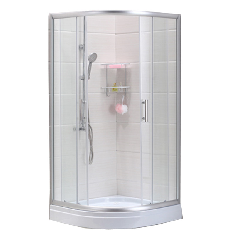 沙银铝合金边框 简易沐浴房 钢化玻璃隔断卫生间整体玻璃移门浴房