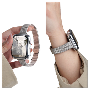 适用华为watchfit4手表麦穗卡扣4pro表带fit2运动智能手环fitnew小蛮腰女生夏天表链透气手链不锈钢金属