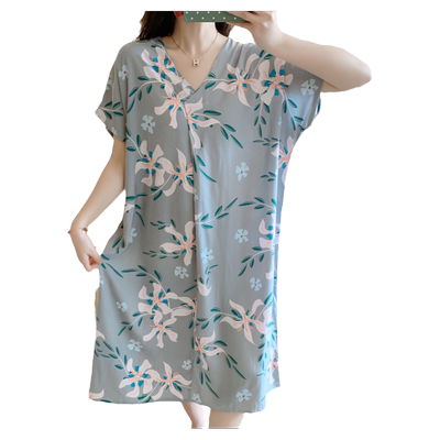 新款棉绸睡裙女夏妈妈睡衣