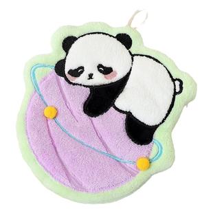 可爱厨房擦手巾卡通挂式速干吸水少儿家用手帕珊瑚绒加厚抹布绣花