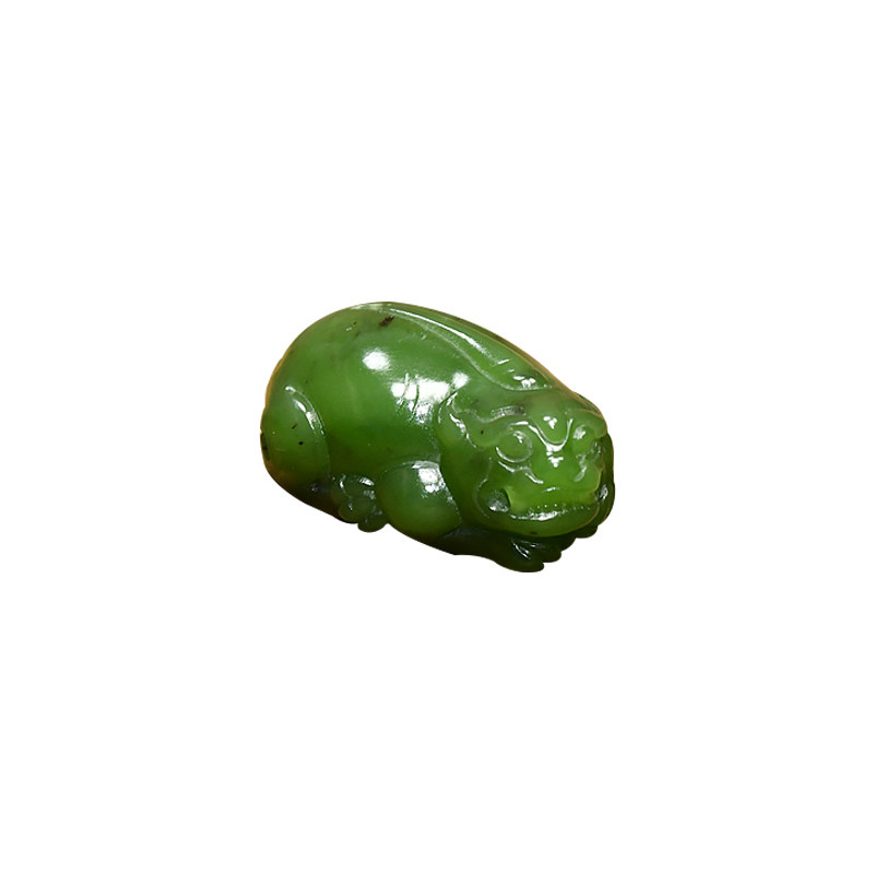 碧玉菠菜绿貔貅玛纳斯籽料吊坠