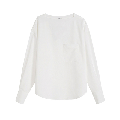 COLN一字领长袖极简风衬衫