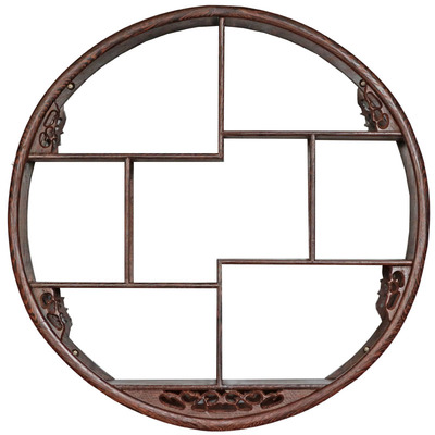 鸡翅木中式挂墙博古架