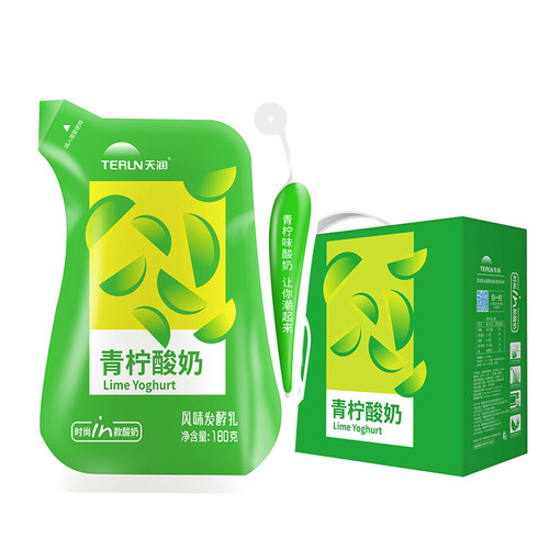 现货日期新 天润酸奶青柠新疆浓缩酸牛奶180gx12袋整箱网红奶包邮