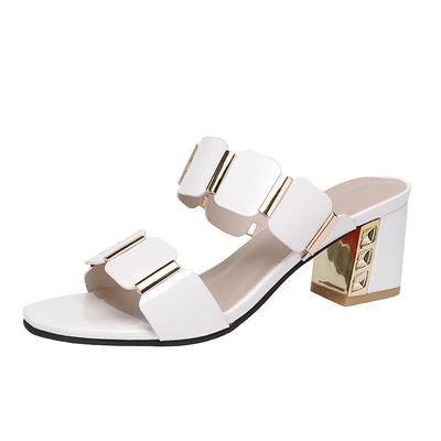 外穿粗跟高跟夏季真皮外穿凉鞋