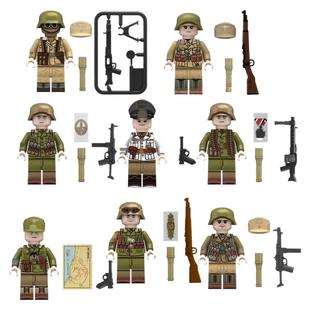 北非军团德士兵军事男孩子警察第三方拼装积木人仔玩具N617-620