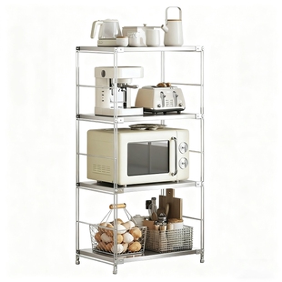 日式不锈钢微波炉置物架台面防潮桌面收纳架烤箱层架家用厨房架子