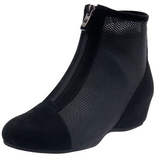 内增高女鞋酷斯沃秋季新款网鞋百搭坡跟真皮中跟休闲轻便舒适单鞋