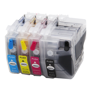 适用兄弟LC492XL墨盒 Brother MFC-J3940 J3540 J2340DW J2740DW可填充加墨打印机墨水盒 小连供循环添加墨水