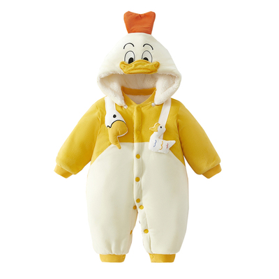 婴儿连体衣秋冬夹棉保暖棉袄