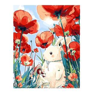 icision数字油画填色diy油彩画客厅水彩画自己上色填充涂色画兔子