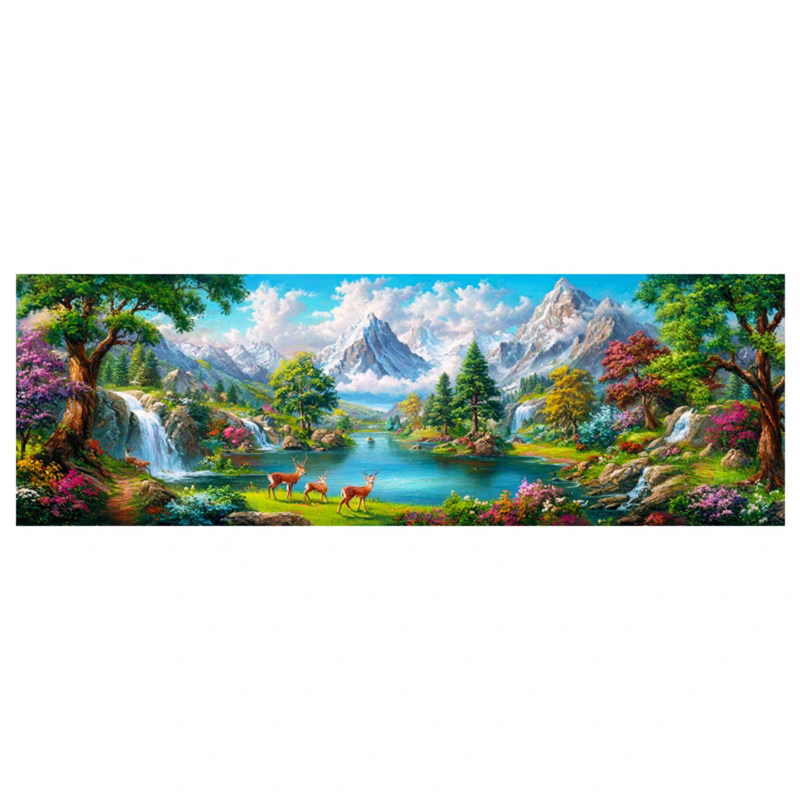 十字绣麋鹿聚宝盆山水风景画大幅