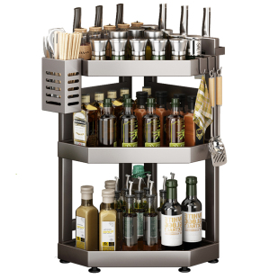 枪灰厨房转角多功能调料架台面多层三角架瓶罐调味品置物收纳架