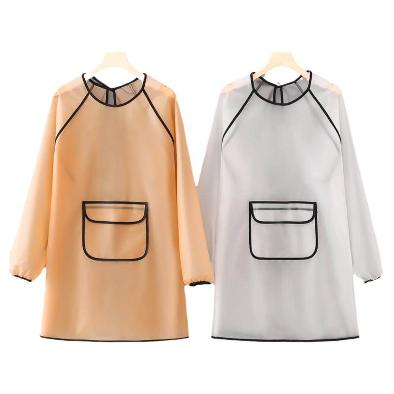 新款长袖TPU免洗围裙家用防污防水免洗工作服水产屠宰场专用罩衣