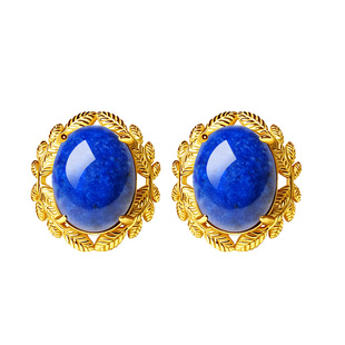 宫里上新青金石耳钉女蓝色水晶纯银耳饰天然高级感生日礼物送妈妈