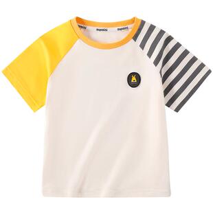 MQDmini儿童t恤2026夏季新款男童夏装条纹短袖打底衫宝宝上衣童装