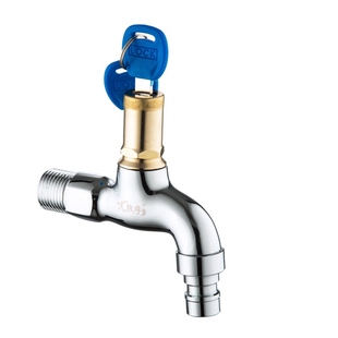 铜户外防盗加锁带锁水龙头4分6分钥匙洗衣机上锁洗车专用室外加长