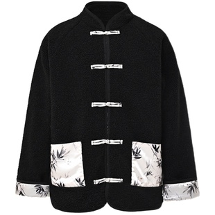 三省六部【九门提督】新中式羊羔绒轻奢宽松国风百搭盘扣唐装外套