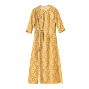 新中式黄色国风禅意风亚麻上衣套装裙子2025新款复古夏季高端女装