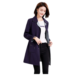 佐尔美春季新款 时尚简约双面穿松紧腰中长风衣外套女E33FZ17