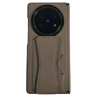 适用vivoxfold5手机壳新款真皮折叠屏xfold3pro手机壳磁吸铰链全包防摔保护套卡套简约商务高级感腕带支架