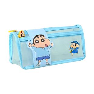 蜡笔小新透明网纱笔袋大容量高颜值2025新款笔盒学生用男孩款一年级小学生多功能文具盒女孩幼儿园女童铅笔盒