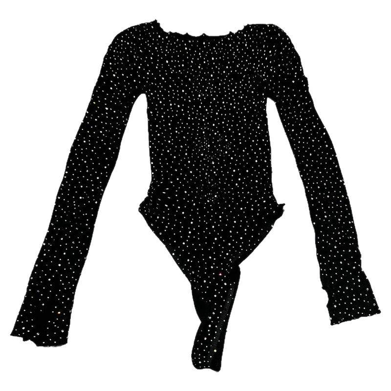 网红酒吧DJ女歌手gogo点舞服爵士上衣Kpop舞蹈服装烫钻女团演出服