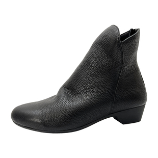 柜雅氏女靴真皮柔软舒适妈妈靴中跟加绒软皮软底后拉链粗跟短靴子