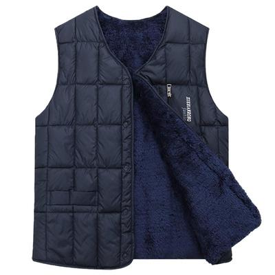 中老年老爸羊羔绒羽绒棉马甲加绒