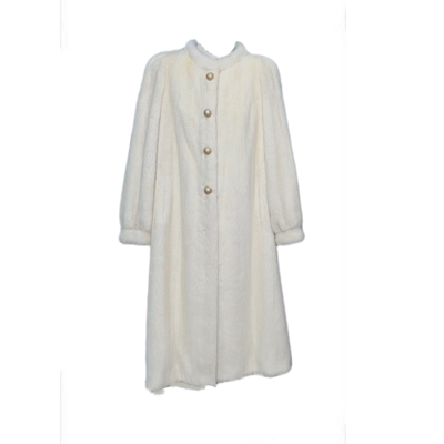 豪门阔太中古水貂气质皮毛一体立领长款貂皮大衣女环保皮草外套